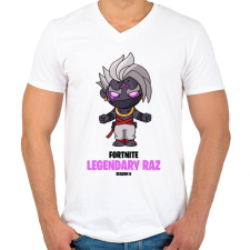 PRINTFASHION Legendary Raz - Fortnite Season 6 - Férfi V-nyakú póló - Fehér férfi póló