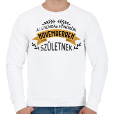PRINTFASHION Legendás főnökök - Hónappal - Férfi pulóver - Fehér