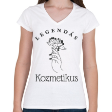 PRINTFASHION Legendás kozmetikus - Női V-nyakú póló - Fehér