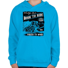 PRINTFASHION Legendás motorok - Gyerek kapucnis pulóver - Azúrkék gyerek pulóver, kardigán