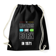 PRINTFASHION Legends are born in 1971 - Sportzsák, Tornazsák - Fekete tornazsák