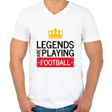 PRINTFASHION Legends are playing football - Férfi V-nyakú póló - Fehér