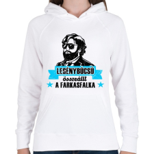 PRINTFASHION Legénybúcsú Farkasfalka - Női kapucnis pulóver - Fehér női pulóver, kardigán