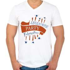 PRINTFASHION Legénybúcsú folyamatban - Férfi V-nyakú póló - Fehér férfi póló