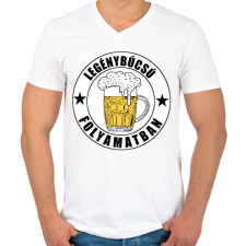 PRINTFASHION Legénybúcsú folyamatban - Férfi V-nyakú póló - Fehér férfi póló