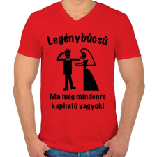 PRINTFASHION Legénybúcsú - ma még mindenre kapható vagyok 1 - Férfi V-nyakú póló - Piros férfi póló