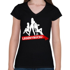 PRINTFASHION Legénybúcsú - Női V-nyakú póló - Fekete női póló