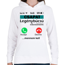 PRINTFASHION legénybúcsú telefonos csapat - Női kapucnis pulóver - Fehér női pulóver, kardigán