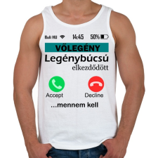 PRINTFASHION legénybúcsú telefonos vőlegény - Férfi atléta - Fehér atléta, trikó