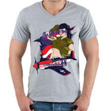 PRINTFASHION Légierő - Férfi V-nyakú póló - Sport szürke férfi póló