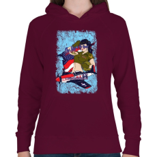 PRINTFASHION Légierő - Női kapucnis pulóver - Bordó