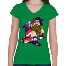 PRINTFASHION Légierő - Női V-nyakú póló - Zöld női póló