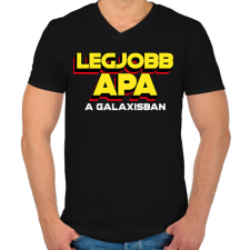 PRINTFASHION Legjobb apa a galaxisban - Férfi V-nyakú póló - Fekete férfi póló