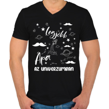 PRINTFASHION Legjobb apa az univerzumban - Férfi V-nyakú póló - Fekete férfi póló
