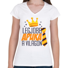 PRINTFASHION Legjobb apuka a világon! - Női V-nyakú póló - Fehér női póló