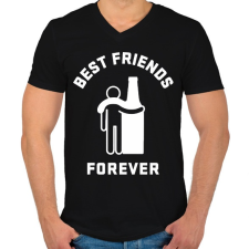 PRINTFASHION Legjobb barát örökké - Férfi V-nyakú póló - Fekete férfi póló