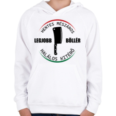 PRINTFASHION Legjobb böllér - hentes mészáros - Gyerek kapucnis pulóver - Fehér