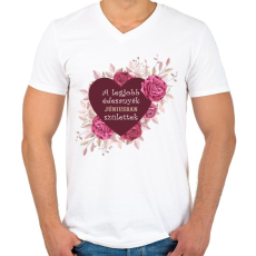 PRINTFASHION Legjobb édesanyák június - Férfi V-nyakú póló - Fehér