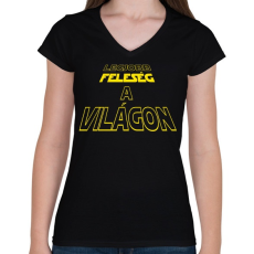 PRINTFASHION Legjobb feleség a világon - Női V-nyakú póló - Fekete