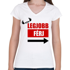 PRINTFASHION Legjobb férj - Női V-nyakú póló - Fehér