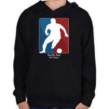 PRINTFASHION Legjobb FIFA játékos - Gyerek kapucnis pulóver - Fekete gyerek pulóver, kardigán