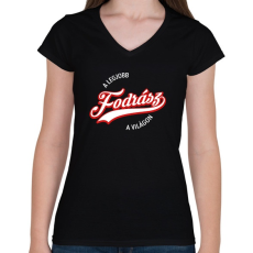 PRINTFASHION legjobb fodrász - Női V-nyakú póló - Fekete