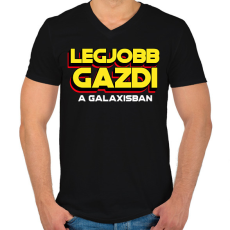 PRINTFASHION LEGJOBB GAZDI A GALAXISBAN - Férfi V-nyakú póló - Fekete