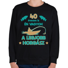 PRINTFASHION Legjobb horgász - egyedi számmal - Gyerek pulóver - Fekete gyerek pulóver, kardigán