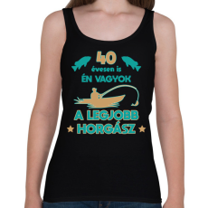 PRINTFASHION Legjobb horgász - egyedi számmal - Női atléta - Fekete