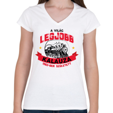 PRINTFASHION Legjobb kalauz - Évszámmal - Női V-nyakú póló - Fehér női póló