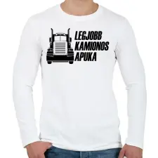 PRINTFASHION Legjobb kamionos apuka - Férfi hosszú ujjú póló - Fehér férfi póló