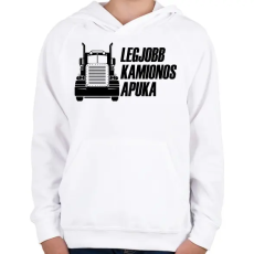 PRINTFASHION Legjobb kamionos apuka - Gyerek kapucnis pulóver - Fehér