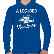 PRINTFASHION Legjobb kamionos - Férfi kapucnis pulóver - Királykék férfi pulóver, kardigán