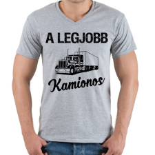 PRINTFASHION Legjobb kamionos - Férfi V-nyakú póló - Sport szürke férfi póló