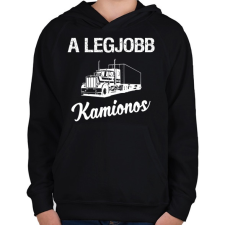 PRINTFASHION Legjobb kamionos - Gyerek kapucnis pulóver - Fekete gyerek pulóver, kardigán