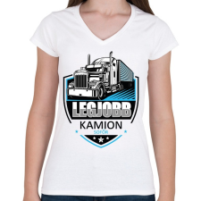 PRINTFASHION Legjobb kamionsofőr - Női V-nyakú póló - Fehér női póló