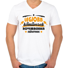 PRINTFASHION Legjobb kőművesek - Hónappal - Férfi V-nyakú póló - Fehér