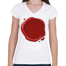 PRINTFASHION Legjobb könyvelő - Pecsét - Női V-nyakú póló - Fehér női póló