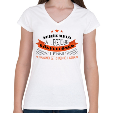 PRINTFASHION Legjobb könyvelőnek lenni nehéz - Női V-nyakú póló - Fehér női póló