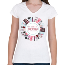 PRINTFASHION Legjobb kozmetikus a világon - Női V-nyakú póló - Fehér
