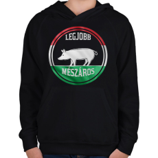 PRINTFASHION Legjobb mészáros - disznós - Gyerek kapucnis pulóver - Fekete