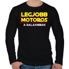 PRINTFASHION LEGJOBB MOTOROS A GALAXISBAN - Férfi hosszú ujjú póló - Fekete férfi póló