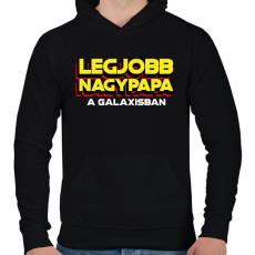 PRINTFASHION LEGJOBB NAGYPAPA A GALAXISBAN - Férfi kapucnis pulóver - Fekete