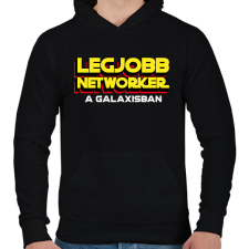 PRINTFASHION LEGJOBB NETWORKER A GALAXISBAN - Férfi kapucnis pulóver - Fekete férfi pulóver, kardigán