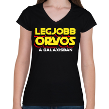 PRINTFASHION LEGJOBB ORVOS A GALAXISBAN - Női V-nyakú póló - Fekete női póló