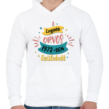 PRINTFASHION Legjobb orvos - Évszámmal - Férfi kapucnis pulóver - Fehér férfi pulóver, kardigán