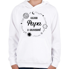 PRINTFASHION Legjobb papa a galaxisban - Gyerek kapucnis pulóver - Fehér gyerek pulóver, kardigán