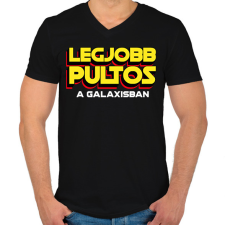 PRINTFASHION LEGJOBB PULTOS A GALAXISBAN - Férfi V-nyakú póló - Fekete férfi póló