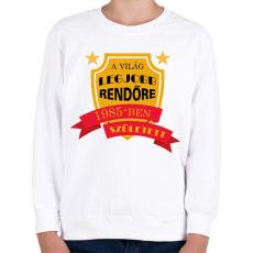 PRINTFASHION Legjobb rendőr - Évszámmal - Gyerek pulóver - Fehér