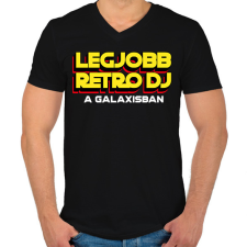 PRINTFASHION LEGJOBB RETRO DJ A GALAXISBAN - Férfi V-nyakú póló - Fekete férfi póló